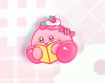 Kawaii Pink Kirby | Glitzer-Pin | Brosche | Bekleidungszubehör | Videospiele | Fan-Kunst | Japanischer Harajuku Kidcore | Süßes Valentinstagsgeschenk