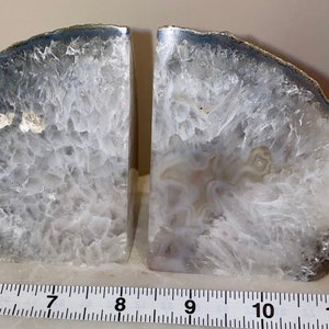 Natural Quartz Agate Bookends 3.5&quot; Tall - Weight: 2.25 lbs / 1.02 kg | CRYSTAL Bookends |