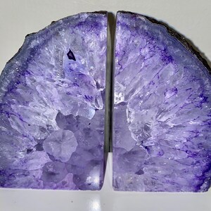 Purple Agate Bookends 4.5&quot; Tall - Weight: 4.87 lbs / 2.21 kg| CRYSTAL Bookends |