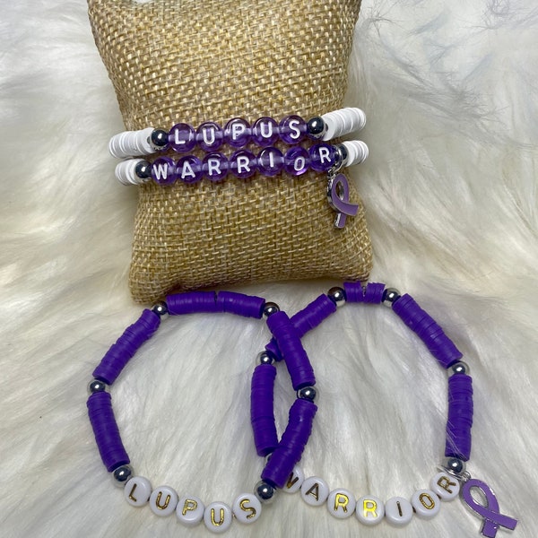 Lupus Warrior bracelet / Lupus Awareness Bracelet, Lupus Awareness Jewelry, Lupus Jewelry, Cause Bracelet, Purple Awareness Ribbon Bracelet