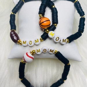 Sports mom beaded bracelet , football mom , baseball mom , Basketball mom , Custom name bracelets