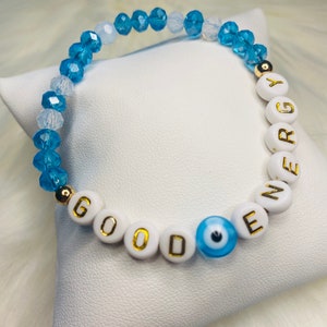 Good Energy Evil Eye Beaded bracelet | positive vibes bracelet,| Mal de Ojo  |  Gift for Her | blue evil eye bracelet | protection bracelet