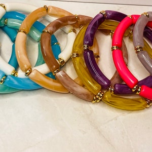Acrylic tube bracelet / Acrylic bangle /  bangle bracelets / stretchy tube bracelet / handmade jewelry/ mix & match stackable bracelet