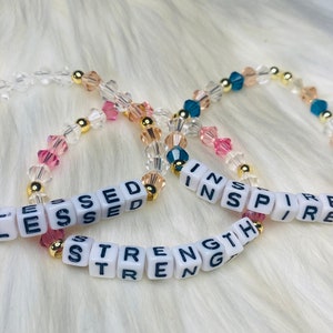 Pulsera motivacional, pulsera de palabra personalizada / nombre delicado personalizado / pulsera de cuentas con palabra, nombre o letra inicial / pulsera inspiradora