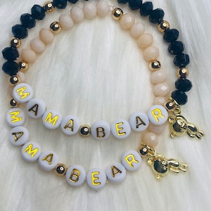 Mama bear beaded stretch bracelet |  gifts for mom | mothers days gift | custom word bracelet | personalize bracelet | handmade bracelet |