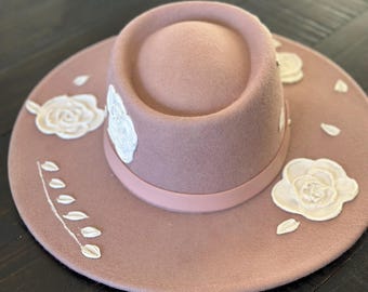 Hand Painted Hat - Mauve