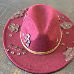 Hand Painted Hat - Burgundy