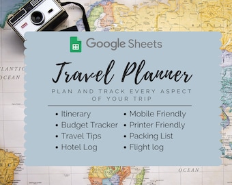Travel Planning Template | Google Sheets | Printable Templates | Digital Travel Planner | Travel Vacation Planner | 7, 10, 14 Day Travel