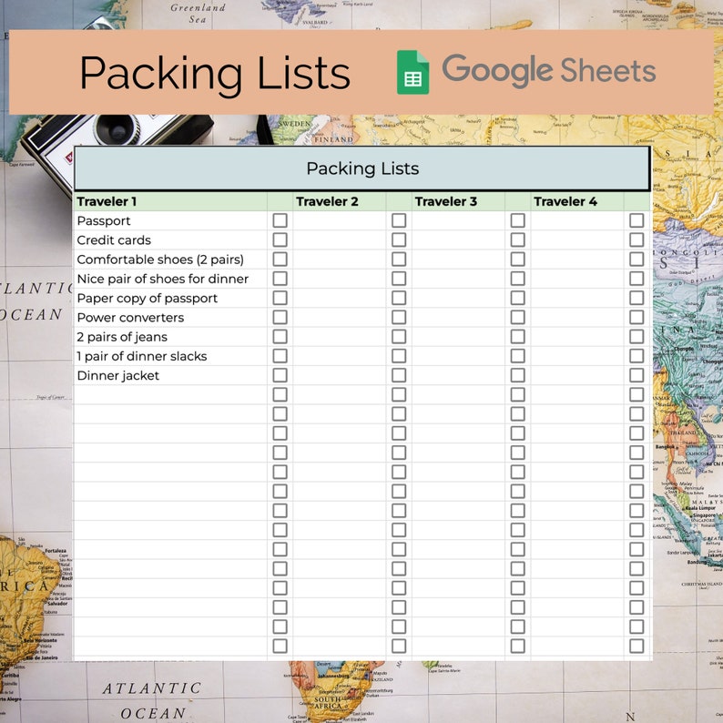 Travel Planning Template Google Sheets Printable Templates Etsy
