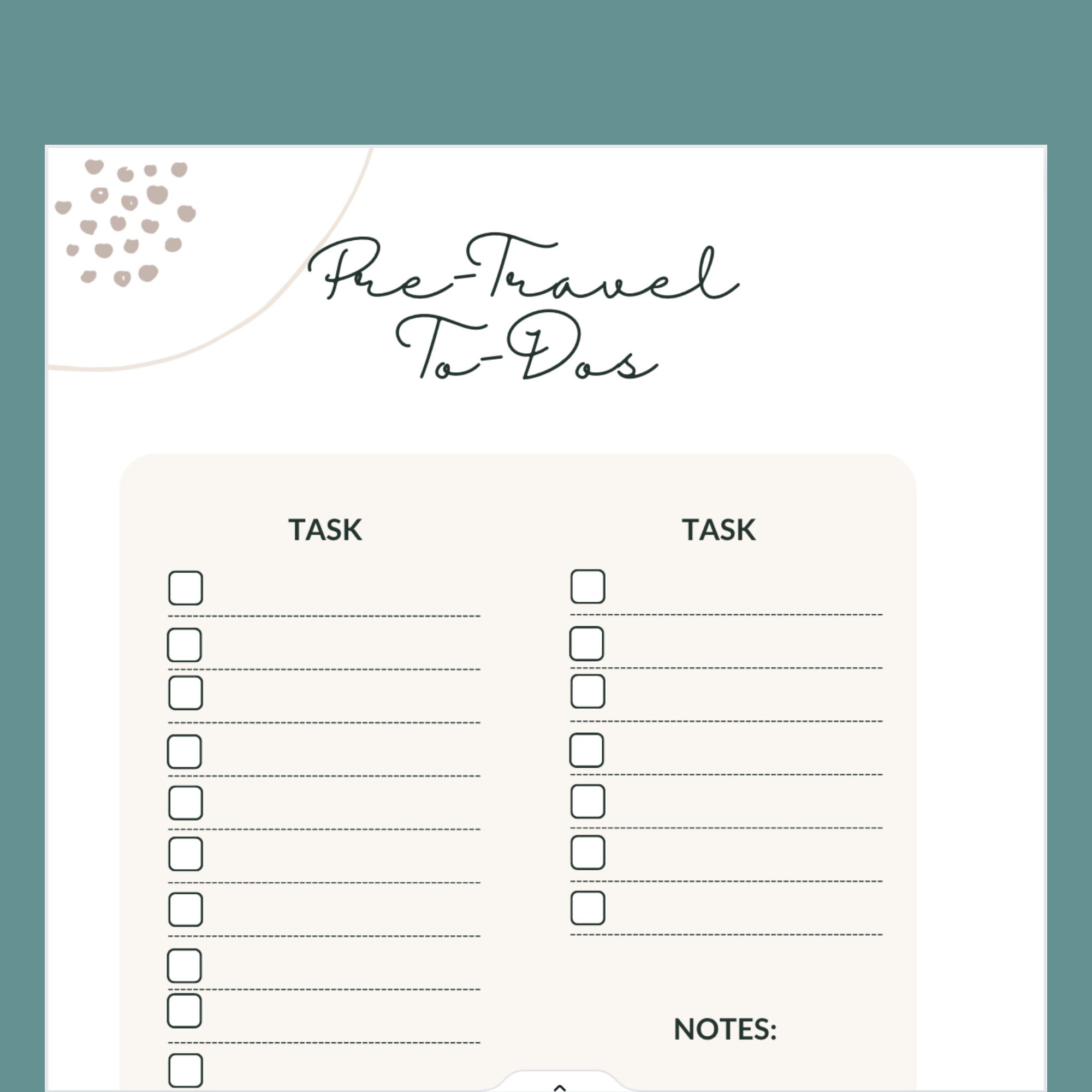 Printable Travel Planning Template | Instant Download | Travel ...