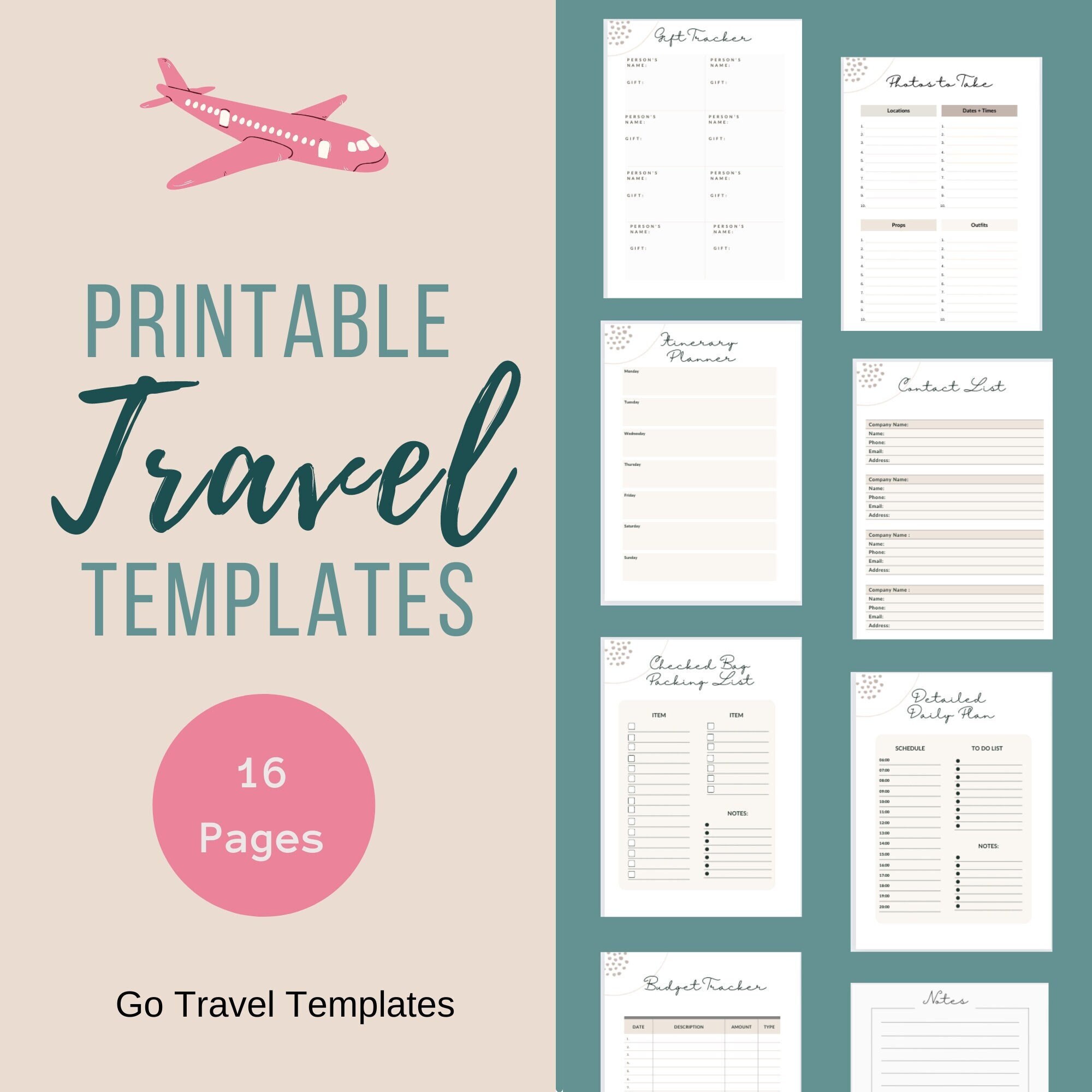 Printable Travel Planning Template | Instant Download | Travel ...