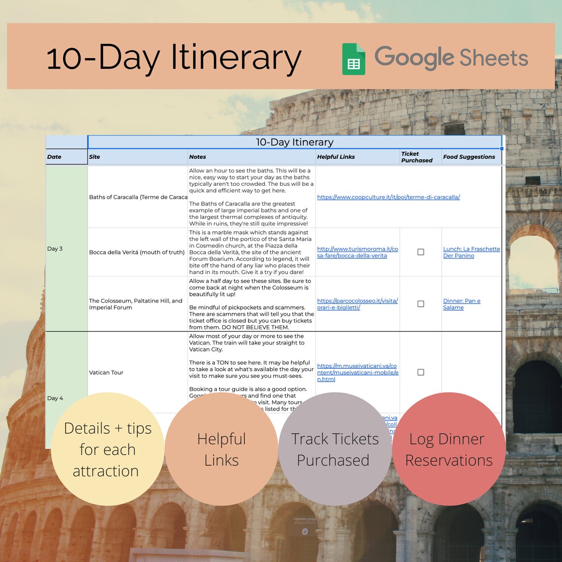 Italy Travel Template 8, 10, or 13 Days Rome, Florence, Venice, Cinque Terre Google Docs ...