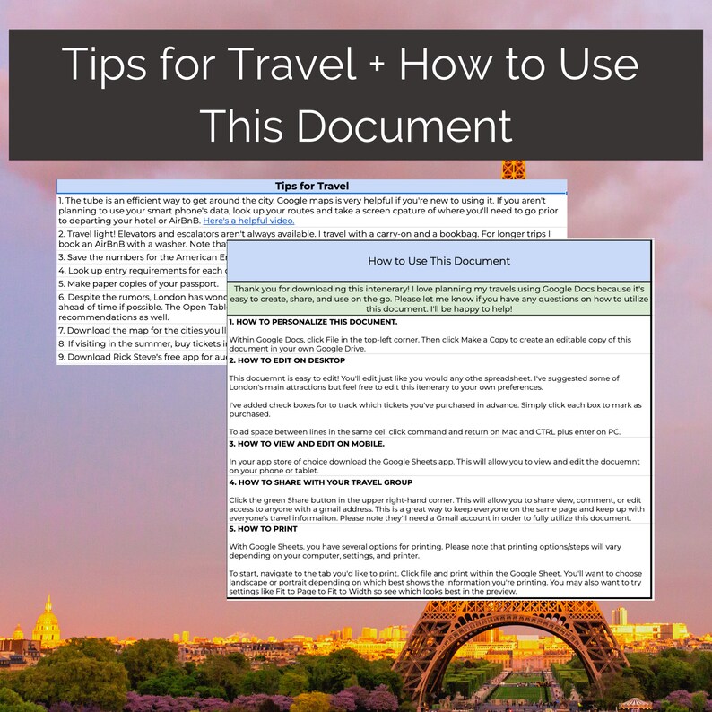 Paris Itinerary Travel Template | 5-7 Days | Best Sites in Paris ...