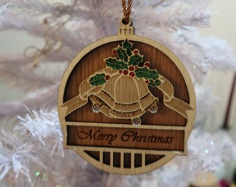 Handmade Laser Cut and Engraved Christmas Ornament