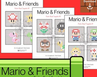 Mario & Friends Perler Bead Template | Fuse Beads, Hama Beads | Crafts for Kids | Digital Download