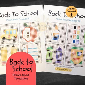 Back to School Perler Bead, Hama Bead, Fuse Bead Bundle | Crafts for Kids Printable Templates
