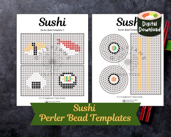 Sushi Perler Bead Template, Hama Bead Pattern (Digital Download)
