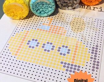 Melty Beads Sumerene Yellow Submarine Perler Bead Template Digital