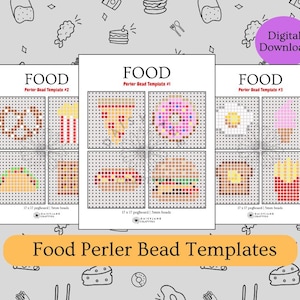 Food Perler Bead Template | Crafts for Kids | Digital Download | Hama Beads Fuse Beads