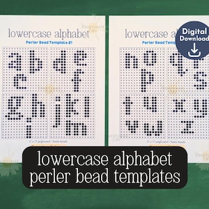 lowercase alphabet Perler Bead, Hama Bead, Fuse Bead Bundle | abc to xyz Printable Templates | Crafts for Kids | Alphabet Craft