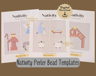 Modèles de crèches perler, créations de Noël (téléchargement numérique)