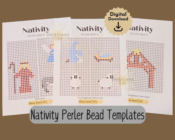 Nativity Scene Perler Bead Templates, Christmas Craft (Digital Download)