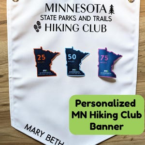 Personalized MN Hiking Club Banner | State Parks & Trails Patch Display