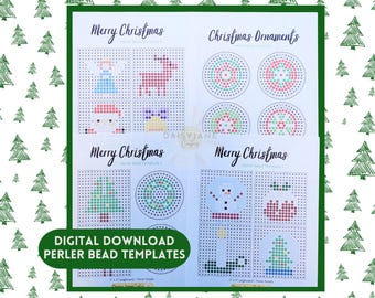 Motifs de Noël en perles perler | Décorations, travaux manuels pour enfants (téléchargement PDF)