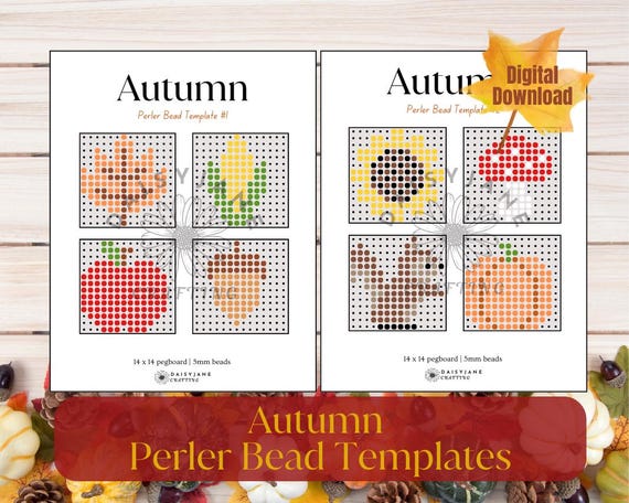 Autumn Perler Bead Patterns, Fall Craft for Kids (Digital Download)