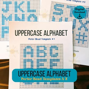 May include: A set of printable uppercase alphabet letter templates for creating perler bead projects. The templates feature the letters A, B, C, D, E, S, T, U, V, W, X, Y, and Z.