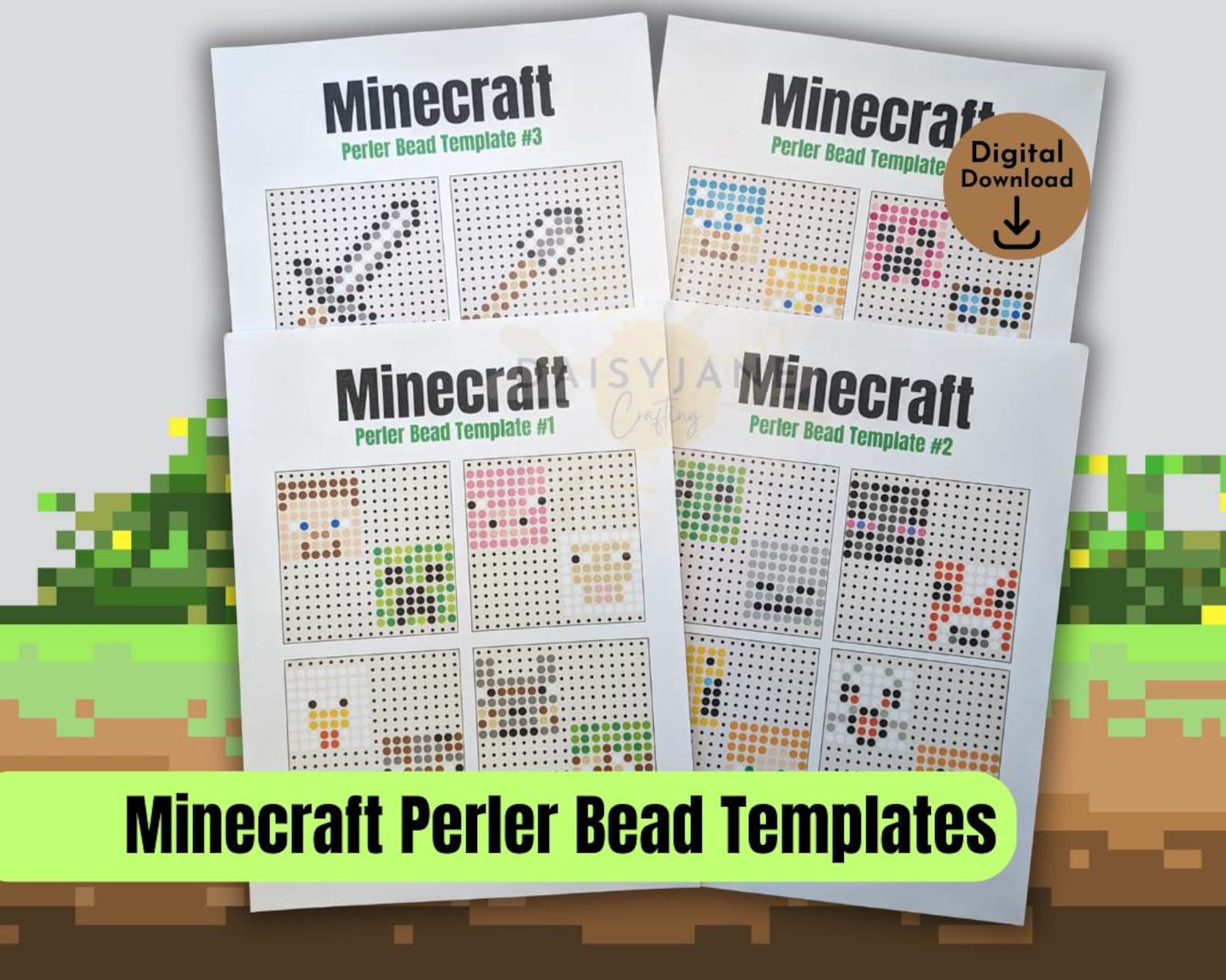 Minecraft Perler Bead Patterns, Steve, Creeper (digital Download) - Etsy