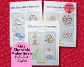 Kids Valentine's Perler Bead Patterns, Fuse Bead Printable (Digital Download)