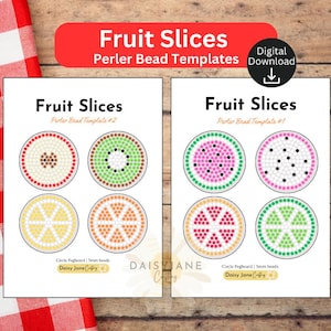 Fruit Slice Perler Bead Template | Summer Crafts for Kids | Digital Download | Hama Beads Fuse Beads