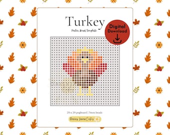 Mall för kalkonpärlor | Thanksgiving-pyssel (digital nedladdning)