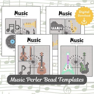 Music Perler Bead Templates | Hama Beads | Fuse Beads | Music Crafts for Kids | Party Favors for Music Lovers