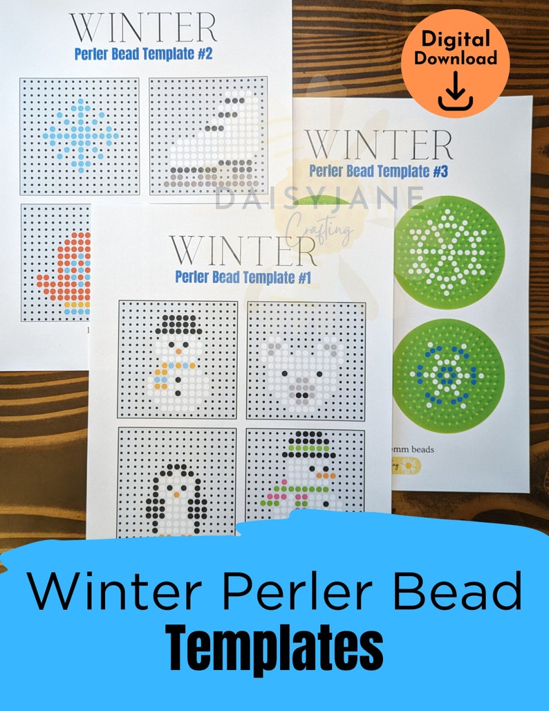 Winter Perler Bead, Hama Bead, Fuse Bead Bundle Snowman Snowflake