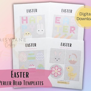 Easter Perler Bead, Hama Bead, Fuse Bead Bundle | Easter Craft Easter Bunny Crafts for Kids Printable Templates