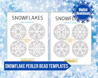 Modèles de perles perler flocon de neige, travaux manuels d'hiver (téléchargement numérique)