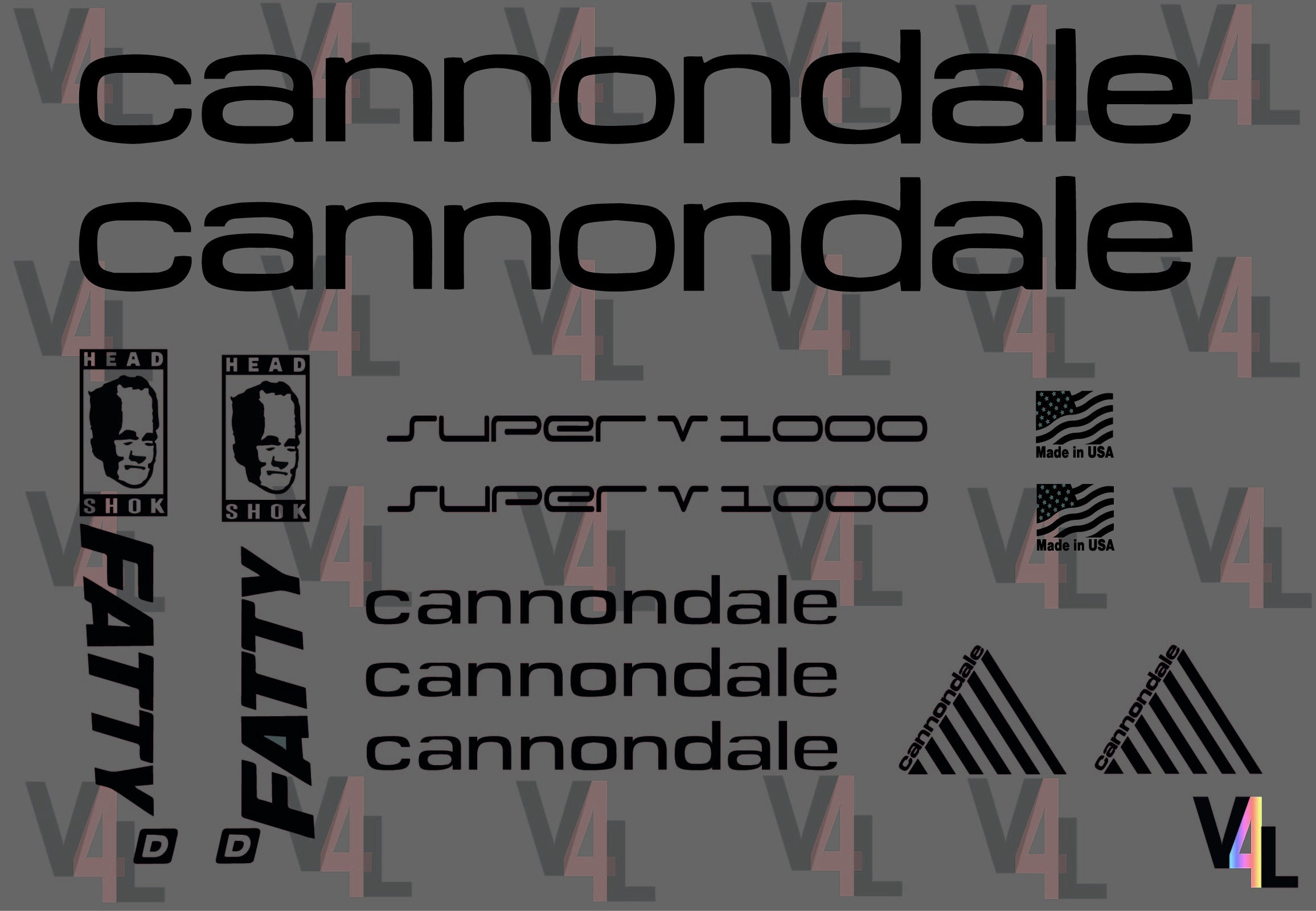 Cannondale Stickers  Set  White Green & Silver. 