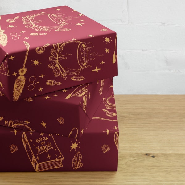 Harry Potter Themed Wrapping Paper Sheets | Harry Potter Giftwrap | Wizard Themed Wrapping Paper | Holiday Wrapping Paper