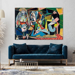 Impressions d'art mural sur toile femmes algériennes Picasso Art mural Picasso Art de style musée Reproduction de décor géométrique Toile Picasso cubisme