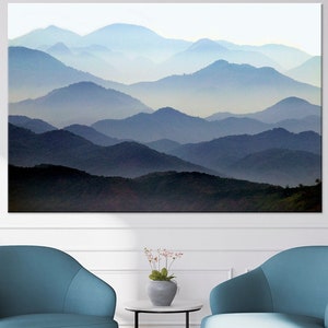 Blue Mountain Landscape printable canvas wall art prints Blue Ridge Mountains print Abstract Mountains Extra Large wall art Living room