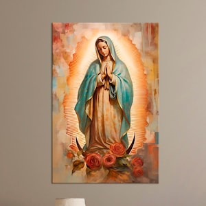 Catholic Mother Mary printable canvas wall art prints Blessed Virgin Mary art Religious print Catholic art Extra large wall art canvas