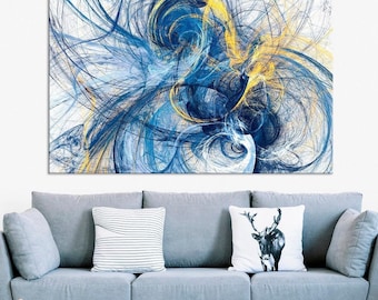 Abstract Blue Motion Canvas Print: Modern Bright Living Room Art