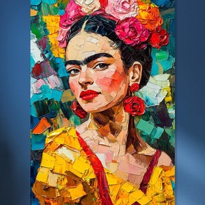 Frida Portrait printable canvas wall art prints Frida art Woman wall decor Personalized canvas Contemporary art Living room wall art