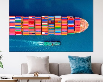 Cargo Ship Canvas Art: Nautical Logistics Transport Wall Print