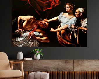 Judith and Holofernes Caravaggio Canvas Print – Baroque Reproduction Art, Dramatic Historical Decor