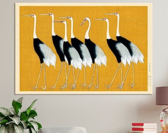 Cranes Ogata Korin printable canvas wall art prints Yellow Crane Ogata Korin canvas Birds wall art Animal print Living room canvas wall art