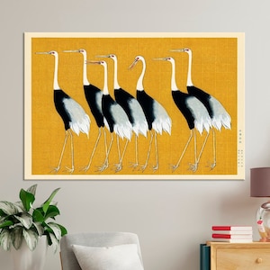 Cranes Ogata Korin printable canvas wall art prints Yellow Crane Ogata Korin canvas Birds wall art Animal print Living room canvas wall art