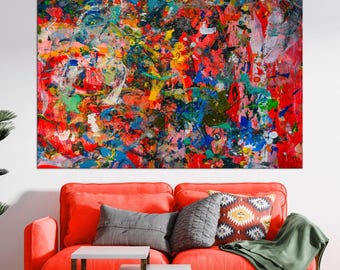 Abstract Red Canvas Print: Contemporary Living Room Wall Art